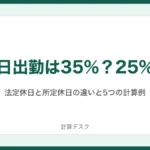 休日出勤は35%？25%？法定休日と所定休日の違いと5つの計算例